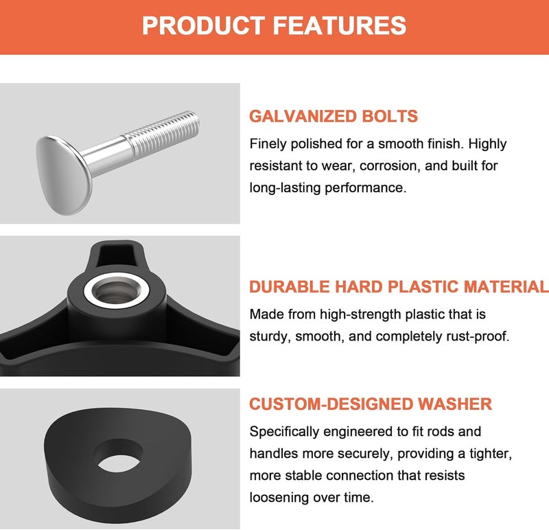 A.I.FORCE 2-Pack Lawn Mower Handle Knob Nut Bolt Kit – Triangle Handle Bolts Replacement Accessories for Honda, Murray, Ryobi and More Lawnmower - Durable Wing Nut, Gasket and Fastening Parts for Mower Handles - Image 3